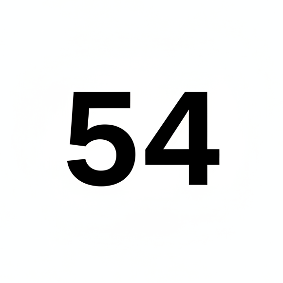 白色背景 正中间一个黑色的“54”数字
