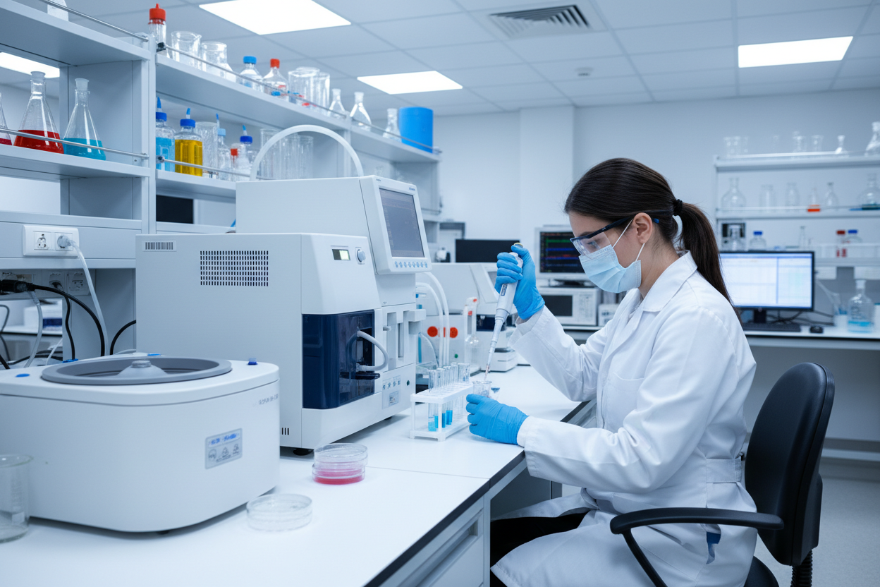 一个检测人员正在实验室中进行检测